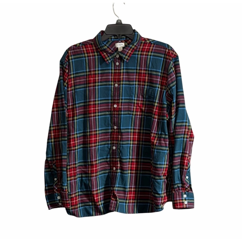 J Crew Plaid Flannel Button Down Shirt Women's 2XL Boxy  Cabin Outdoor